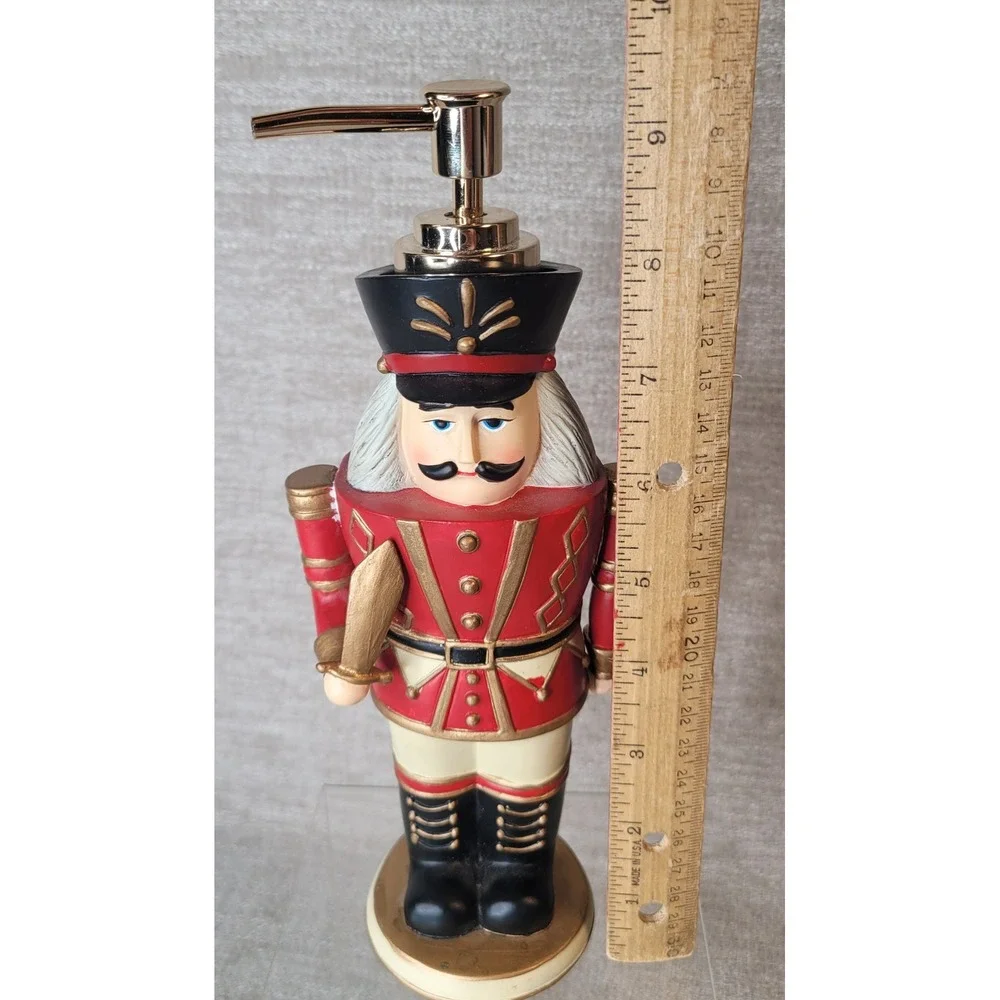 Nutcracker Soap Dispenser Red Gold Christmas Holiday Decor